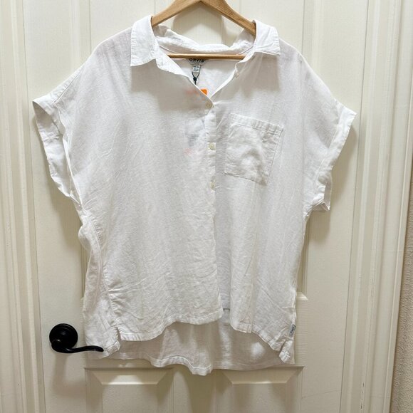 New Orvis Women's Linen Blend Top Size M White Button Up Cottagecore Feminine - Picture 15 of 15